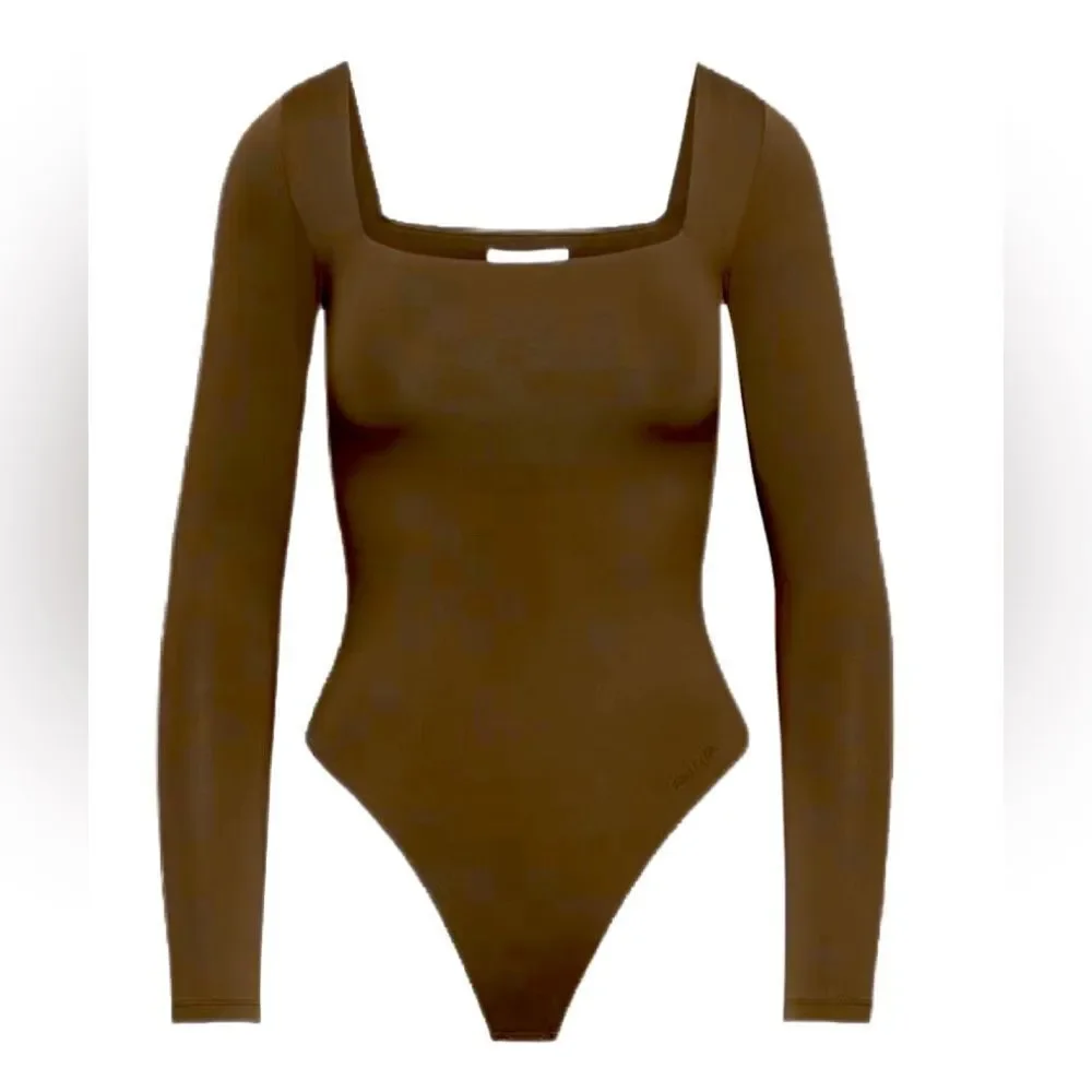 Babaton Brown Long Sleeve Bodysuit